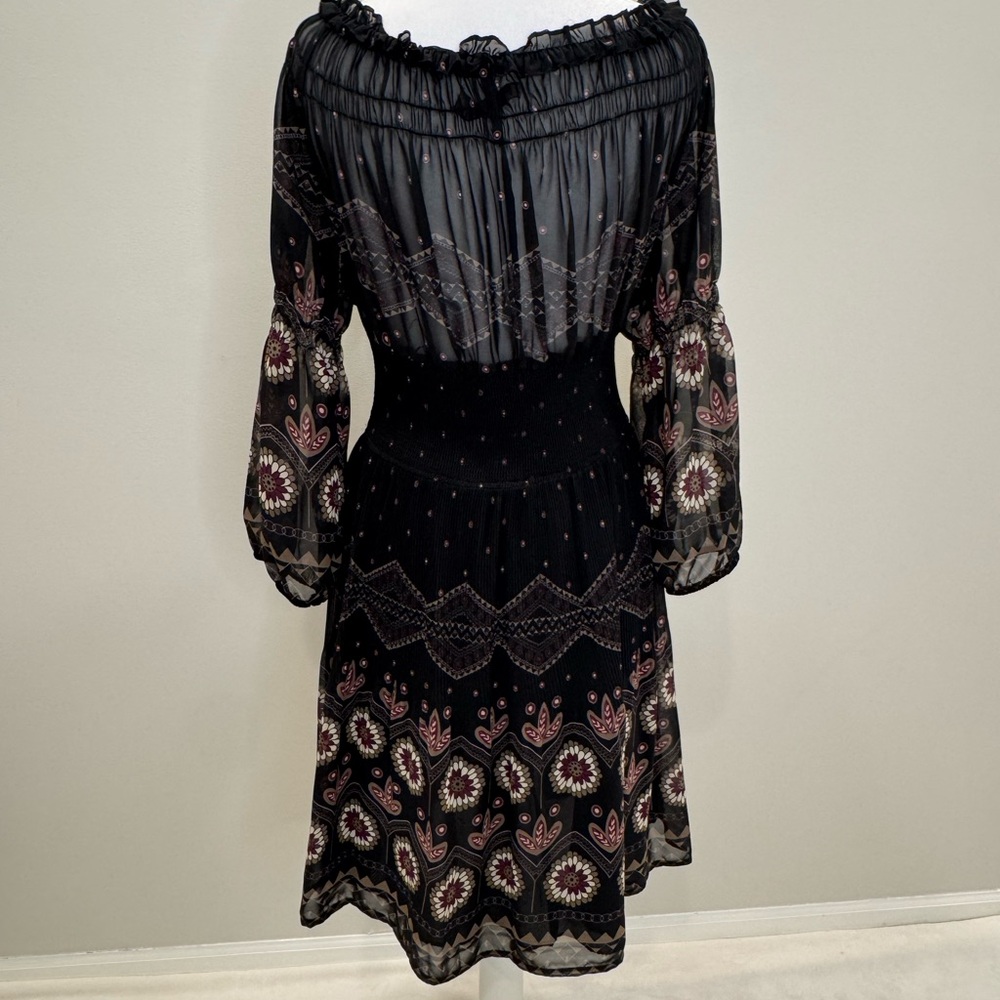 Zara Basic Boho Floral Smocked Dress - Size L - Picture 13 of 15